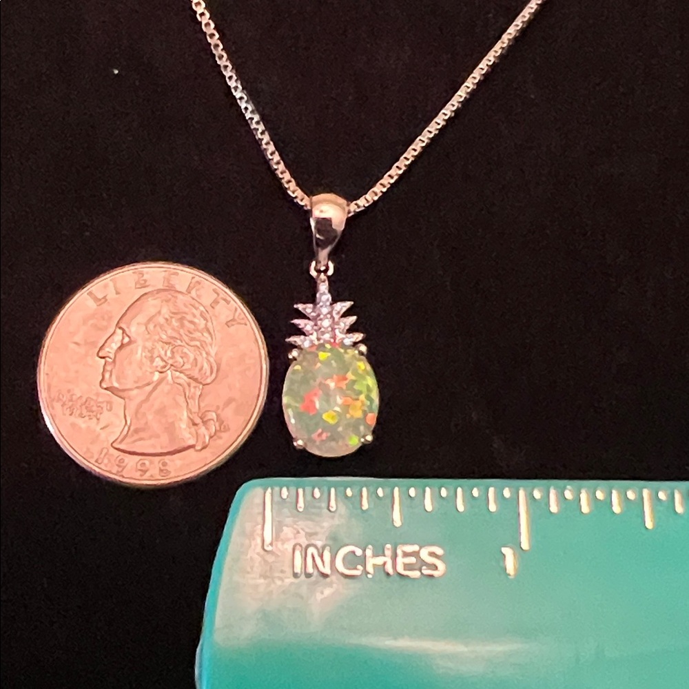 925 Sterling Silver Fire Opal Pineapple Pendant N… - image 4